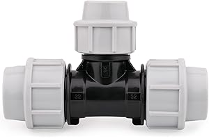 HYDROBIL Water Pipe Plumbing Fittings, 25mm x 20mm x 25mm Female Tee, MDPE Plastic Pipe Connector, 10 Bar, Max. Temp. 45°C, Clamp MDPE Fittings, Outside Tap Connector, Garden Pipe Connector