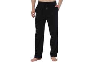 HomyComy Bas de Pyjama Homme 100% Coton Pantalon de Pyjama à Carreaux Vêtements de Nuit avec Poches à Cordon