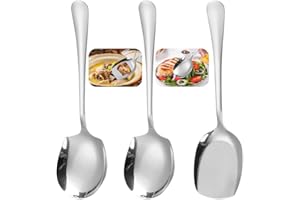 MIUUIPI Cuchara de servir grande, 3 piezas, de acero inoxidable, cucharas de buffet, cuchara con mango largo, cubiertos para ensalada, juego de cucharas para servir para cocina, comedor