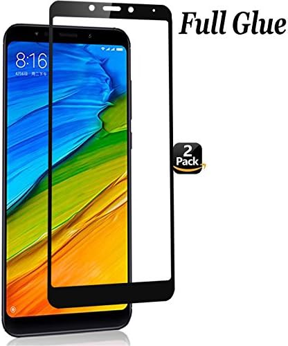 Ferlinso [2 Pack] Xiaomi Redmi 5 Screen Protector, [Full Coverage] [Full Adhesive Glue] Bubble Free Tempered Glass Protection Film with Lifetime Replacement Warranty for Xiaomi Redmi 5 (Black)