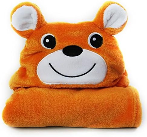 Dulcklane Baby Bathrobe Cute Animals Hooded Ultra-soft Fleece Bathing Wrap Blanket,0-6 Years Old, 85*78CM (Orange Deer)