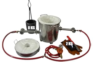 LSMIITTH 8KG Metal Melting Furnace Dual Forge Burner Furnace with Crucibles, Foundry Casting Home Kiln for Metal Gold Silver Copper Brass