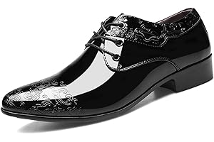 RYEHACK Men's Brogues Classic Dress Shoes Leather Business Shoes Modern Formal Derbys Lace-ups Oxford Shoes Wingtip Patent Shoe