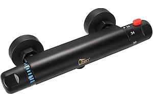 Grifos Ducha, Uten Grifo Ducha Termostatico, Grifo de Ducha de Latón Puro, Termostatos Inteligentes para Bañera y Ducha, Rango de Control de Temperatura (20-50°C), Flujo de Agua Seguro y Cómodo