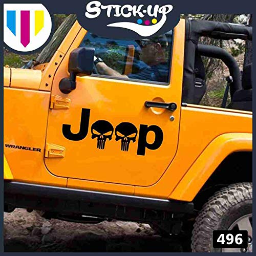 Kit Adesivi - 2 Pezzi Jeep Teschi per portiera - Fuoristrada 4X4 Fiancate Cofano Jeep Suzuki Offroad Adesivi Stickers Fiancate AUT Decal (Nero)