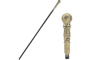GORGECRAFT Canne Victorienne Antique Bâton de Marche Vintage de 146.6cm de Long Accessoire de Déguisement Punk en Plastique Sceptre de Jeu avec Bouton Supérieur Couleur Cuivre Doré Cosplay D'Halloween