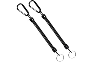 DABIHU 2 Pcs Stretchy Spiral Keyring With Color Carabiner Spiral Retractable Coil Spring Key chain Theftproof Anti-Lost Stretch Cord Safety Key Ring for Keys, Wallet, Cellphone, Backpack