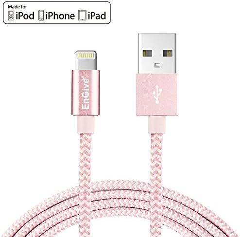 Lightning Cable - EnGive 6.5 FT / 2.0 M [Apple MFI Certified] Lightning to USB Cable Lightning Sync & Charge USB Cable with Nylon Braided Design for iPhone 6S / 6S Plus / 6 / 6 Plus / 5S / 5C / 5, iPad / iPad Air Series and iPad Mini Series, iPod 5th / nano 7th generation - Pink