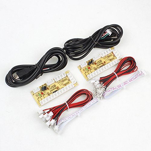 EG STARTS 2 Player Controlador USB para PC Juego 2x 5Pin Joystick   4x 24mm   16x 30mm Botones para Arcade Juegos DIY Cabinet Kits Piezas Mame SNK KOF Raspberry Pi Retropie Projects   Rojo   Azul