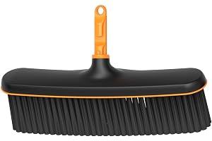 Fiskars OneClick Finsopborste, Terrassopborsttillsats med mjuka Borst | Enkelt Byte med bara en Klick, För Trädäck och Betonggolv, Svart/Orange, 1080700