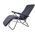 FURLAY Reclining Easy Chair, Portable and Folding Recliner Chair with Cushion for Home. Living Room and Langue, Adjustable & Multiposition Wooden Support Chair (Black, Metal)