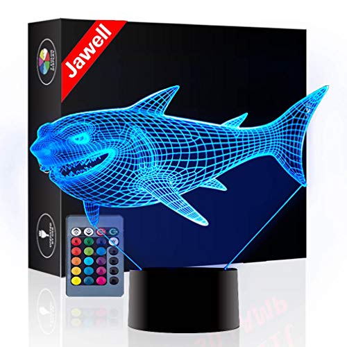 3d Illusion Lamp jawell Night Light Shark 7 Changing Colors Touch USB Table Nice Gift Toys Decorations