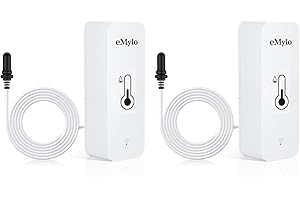 CHATTHEN Sensore Temperatura Wifi, Igrometro Digitale Interno ed Esterno con Sonda Esterna, Termometro Frigorifero Meter App Monitor, Baby Room Termometro per Frigorifero, Acquario, Bianco 2 Pack