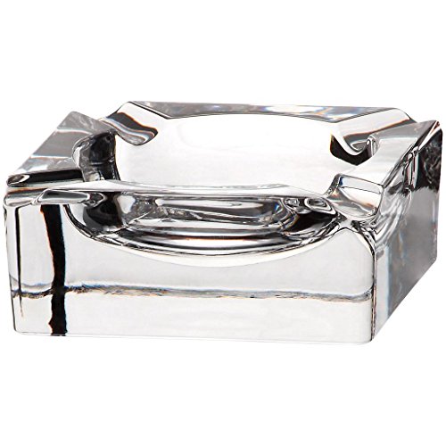 Aschenbecher, Ascher aus Bleikristall, Zigarre Zigarette "CASABLANCA" 11 x 11 cm, transparent, Blei Glas, moderner Style (GERMAN CRYSTAL powered by CRISTALICA)