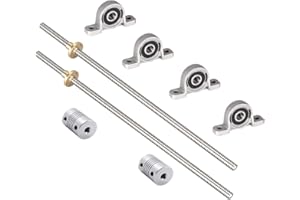 iYueMps Set di 2 viti di piombo T8 da 350 mm, 8 mm, in acciaio inox, filettatura filettata a vite per asta con dado di accoppiamento verticale per cuscinetti per stampante 3D