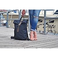 Schwarz Canvas Rucksack, wasserabweisend, Laptop Tasche, Reise Tasche, Uni Tasche, UNISEX,Alltagstasche,Damen Tasche, Herren Tasche, bag