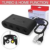 HEYSTOP Adapter fr Gamecube Controller, NGC Controller Adapter fr Switch/Wii U/PC,Turbo und Home-Tasten, USB Plug & Play, 4 Port Schwarz, (Aktualisierte Version) - 