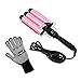 CkeyiN ® 32mm 3 Barrels Big Wave Ceramic Hair Curler Curling Iron Tongs LCD Display Temperature Adjustable Hair Styling Tool with Protective Glove