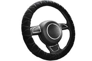 INSZKOOS Anti-Slip Fluffy Plush Steering Wheel Cover Universal Elastic Soft Winter Warm Vehicle Car Steering Wheel Protector Wheel Sleeve Protector Automotive Interior Car Accessories Fit for Diameter 37-39cm