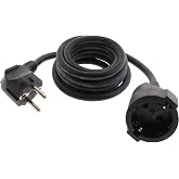 Zenitech, Schuko HO5VV-F extension cable 3G1,5mm&sup2; 2 m Black, electrical cable with reinforced insulation for indoor use, max.