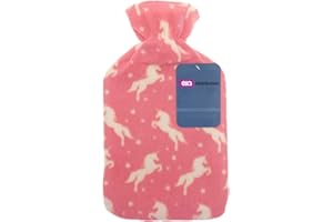 E&A DISTRIBUTION LIMITED 2L Hot Water Bottle Warm Soft Plush Cover Kids Christmas Gift Cold Weather (Pink Pony)