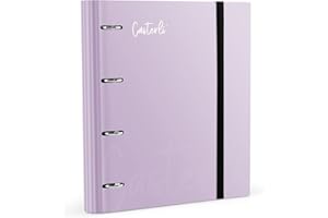 Casterli 72997 - Carpeta 4 anillas troquelada color Basic, Tapa forrada mate, Tamaño 320 x 275 x 40 mm, colores surtidos, Anillas de 40mm (LILA)