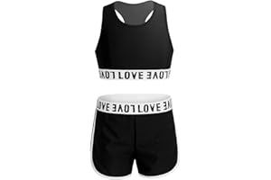 Doomiva Tankini Enfant Fille Maillots de Bain 2 Pièces Eté Survêtements Imprimé Haut Court Débardeur de Yoga Danse et Short de Bain Ensemble de Sport Bikini Nager 3-14 Ans