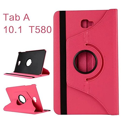 Samsung Galaxy Tab A 10.1 Tasche 360 Grad Drehbar PU-Leder Fall Ipad Smart Slim Case Book Cover Ständer Flip für Samsung Galaxy Tab A 10.1 sm-t580 sm-t585 mit gratis Displayschutzfolie und Stylus rosa rose