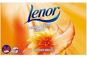 (12 Pack) Lenor Dryer Sheets Summer Breeze Tumble 34 Washes