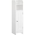 VASAGLE Small Bathroom Storage Corner Floor Cabinet with Doors and Shelves, Toilet Paper Holder, Bathroom Storage Organizer, Narrow Bathroom Toilet Paper Storage Cabinet, White UBBC310W01