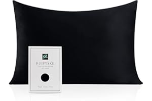 RUIPTSKE Poszewka na poduszkę z naturalnego jedwabiu, hipoalergiczna, 22momme, 100% jedwab, gęstość splotu 600, z ukrytym zamkiem błyskawicznym (czarna, 50 x 66 cm)