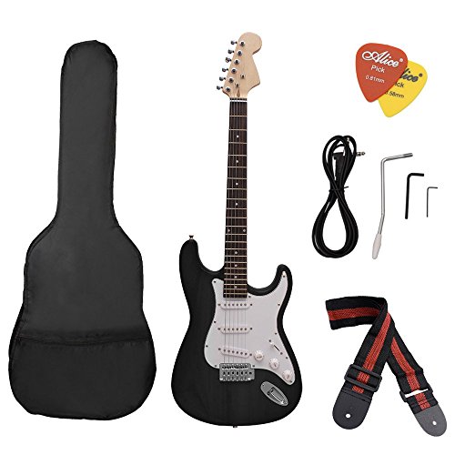 Andoer® ST Electric Guitar Basswood Body Rosewood Fingerboard with Gig Bag Picks Strap
