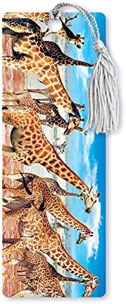 Dimension 9 3D Lenticular Bookmark with Tassel, African Giraffes (LBM016)