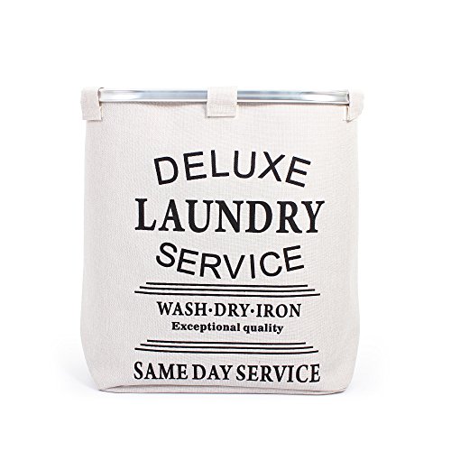 Wäschekörbe, Wäschesammler, Wäschebehälter DeLuxe Trendy, rechteckig, Gewebelook, mit 2 Fächern zur separaten Wäschesammlung. Mit Aluminiumrand und Verschlussgaze. Maße ca. 53 x 31 x 57 cm (L x B x H) (Beige)