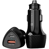 Portronics 51W Car Power 16 Fast Car Charger with Dual Output, 51 Watts Total (18W USB + 33W Type C PD), Fast Charging, Adapt