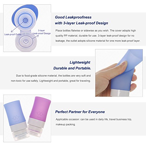 Anself 4 Stück Silikon Reise Flaschen Set Zylindrisch (Größe Optional) - 6