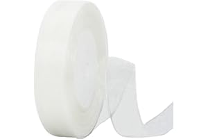 HONGCI 45m Organzaband Weiß 20mm Breit Chiffo Geschenkband,Transparentes Organza Bänder Chiffonband Schleifenband Dekoband Geschenkverpackung Deko Band Tüllband für Weihnachten Hochzeit Taufe Geburtstag