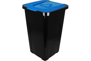 TW24 Abfalltonne 50L Recycling mit Farbauswahl Mülltonne mit Klappdeckel Mülleimer Abfalleimer (Blau)