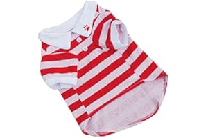 Doublehero Haustier Hunde Katze Hemd Streifen Kleidung Sommer Pullover Kostüm Jacke Mantel Hundebekleidung Kleine Katze Kleiner Hunde Pulli Hemden Shirts Niedlich Kleider Haustierkleidung (XS, Rot)
