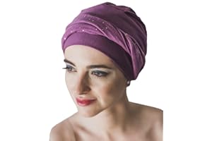 CAREBELL Turbante quimioterapia Elegance Malva Gold de Bambú para la pérdida de Cabello Headwear