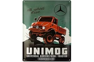 Nostalgic-Art Cartel de chapa retro de 30 x 40 cm Daimler Truck – Unimog – Idea de regalo para accesorios de coche, diseño vintage de metal para decoración