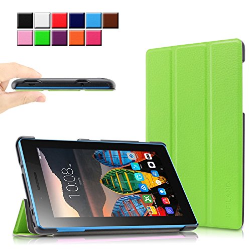 Lenovo TAB3 7 Essential / Lenovo Tab3 A7-10 Hülle, Infiland Ultra Dünn und Leicht PU Leder Schutzhülle mit Standfunktion für Lenovo TAB3 7 Essential (Lenovo TB3-710F) 7,0 Zoll Tablet 2016 Release/Lenovo Tab3 A7-10 mit Standfunktion(Grün)