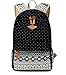 Produktbild Damen Herren Neu Fashion Ethnischen Stil Blumendruck-Art Canvas Rucksack Schulrucksack Reisetasche Casual Daypacks Cityrucksack für Universität Outdoor Freizeit 8806 Black