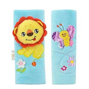 Alician Baby Car Seat Belt Strap Cover Pad Cushion Infant Baby Stroller Accessories Pushchair Pad Children Safety Belt Cover A Lion Butterfly 15cm