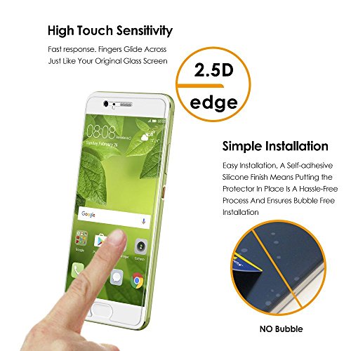 [2 Stück]Huawei P10 Panzerglas Schutzfolie, EUGO 9H Hartglas Schutzfolie Displayschutz für Huawei P10 – Transparent - 2