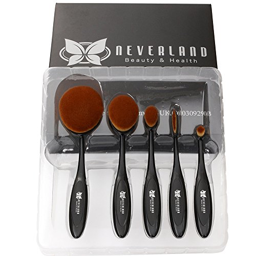 Neverland Pro Foundation Brush Set Powder Blusher Toothbrush Curve Cosmetic Makeup Tool (ABCDE)