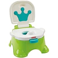 Fisher-Price DLT00 - Lerntöpfchen Toilettentrainer mit Fußbank mitwachsendes Töpfchen grün inkl. Toilettensitz für…