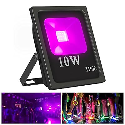 Eleganted UV Projecteur LED Extérieur,Eleganted Imperméable IP66 Led Lampe Ultraviolet Lumière Noire 10W Blacklight Lumières,Ultra-Violet Eclairage pour Fête Durcissement Magasin d'art Centre d'exposition La peinture Pêche Aquarium