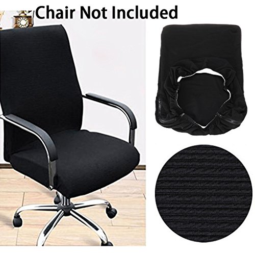 BTSKY Housse sobre et moderne en tissu élastique résistant pour chaise/fauteuil de bureau à accoudoirs, noir, Taille L