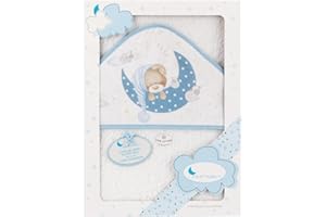 Interbaby Asciugamano con cappuccio per neonato BEAR SLEEPING in bianco e blu - 560 g